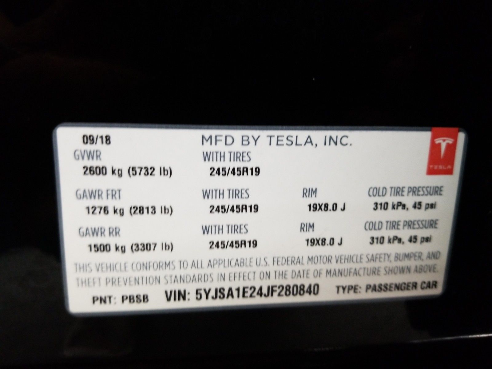 2018 Tesla Model s . Lot 99913867816 Vin 5YJSA1E24JF280840