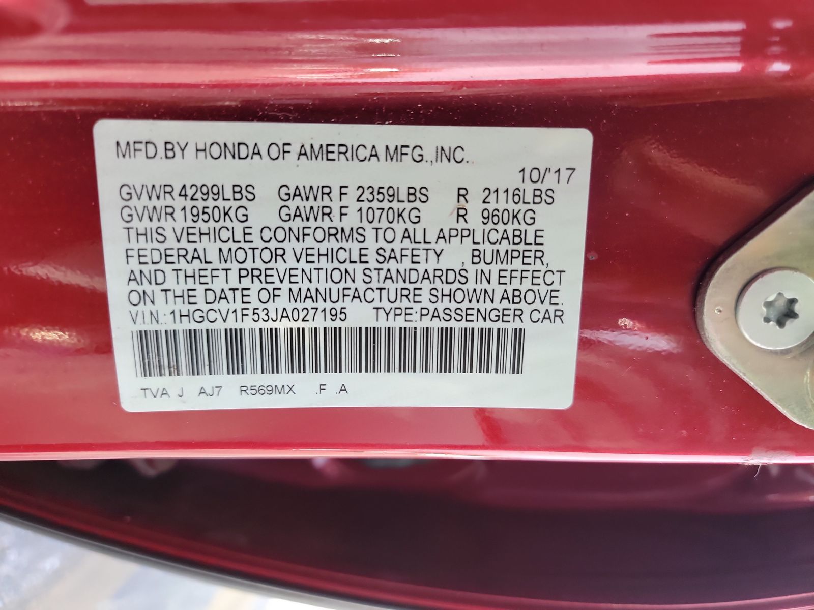 2018 Honda Accord EX-L FWD