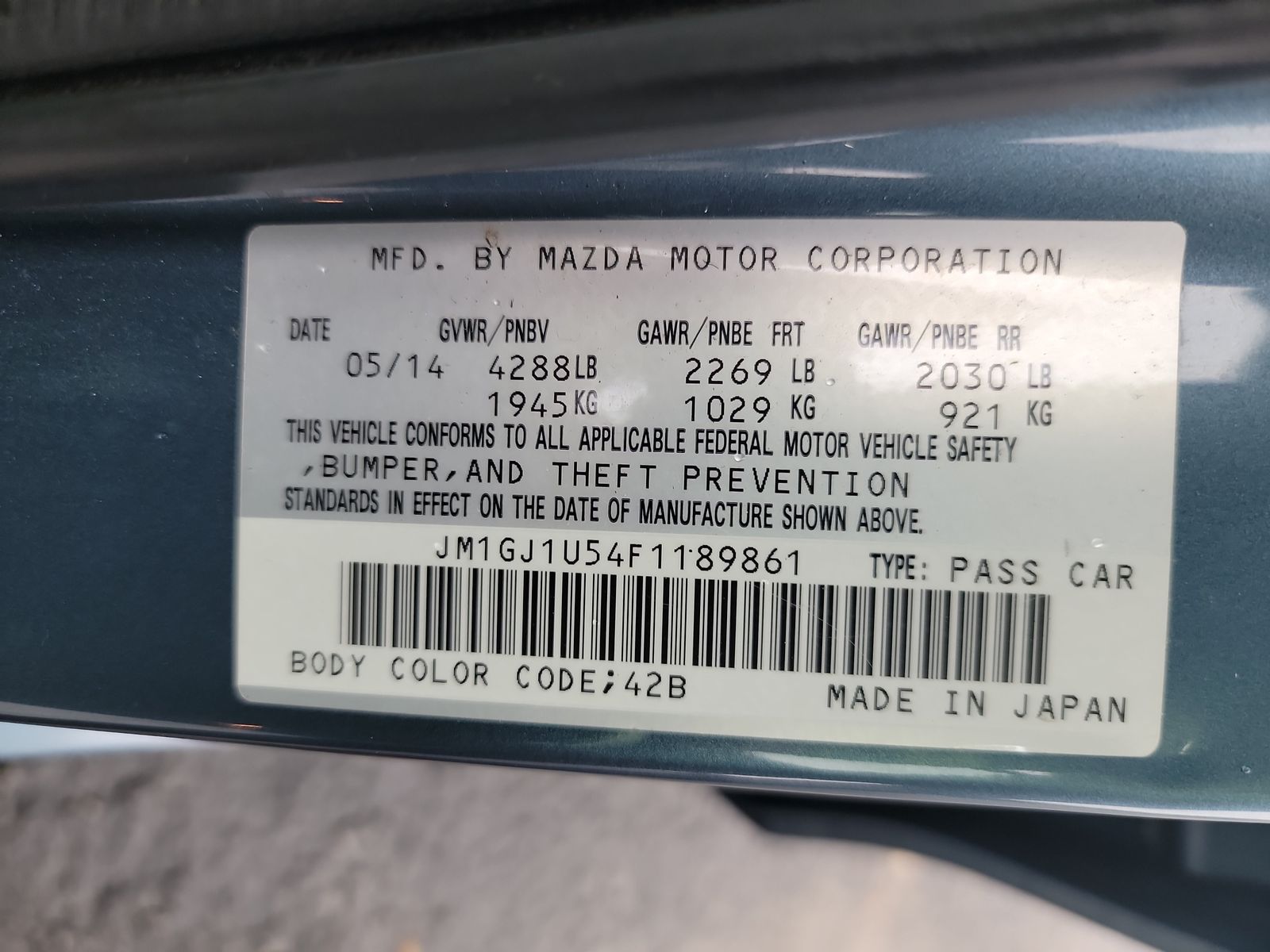 2015 MAZDA MAZDA6 i Sport FWD