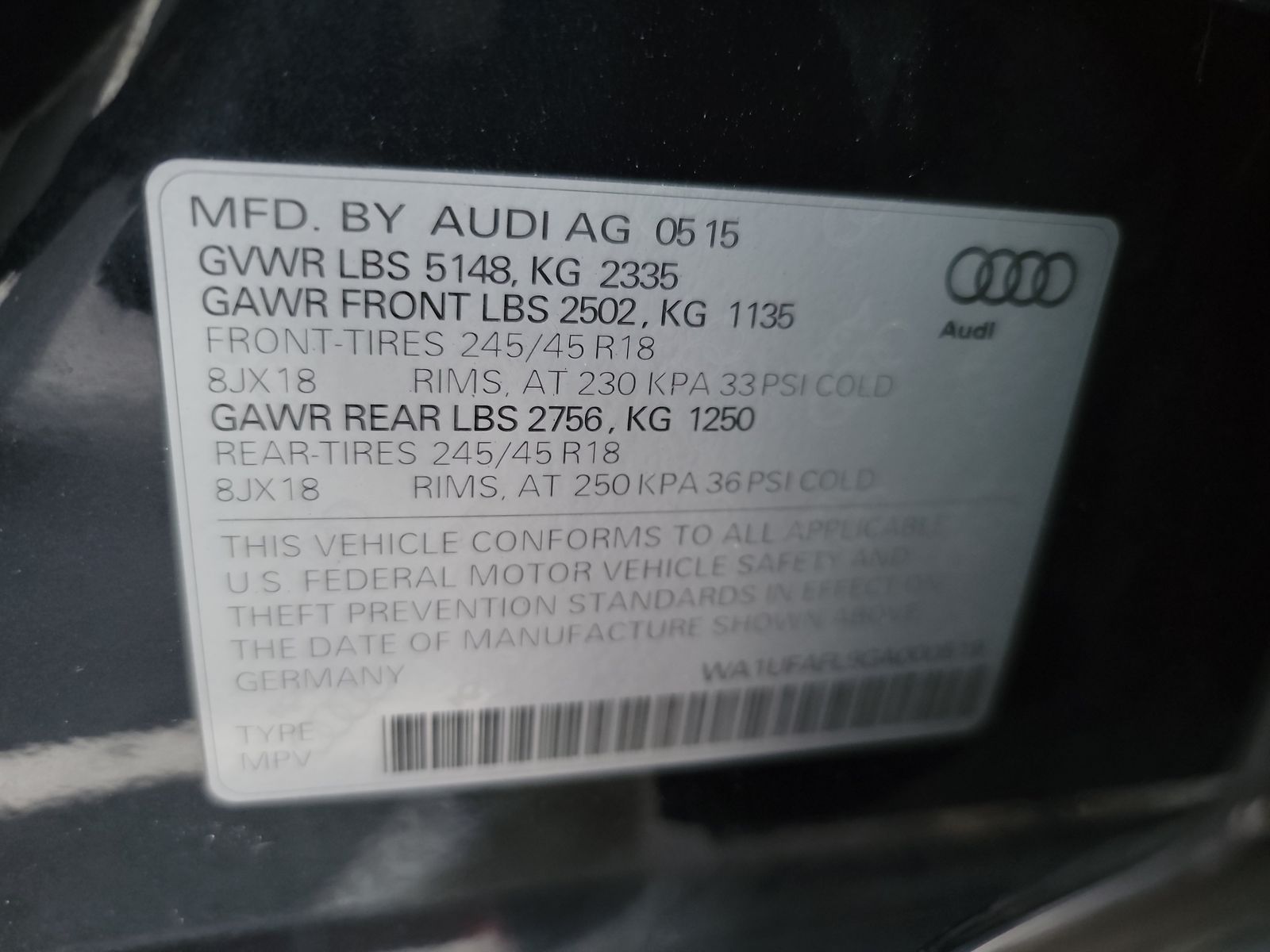 2016 Audi A4 PREMIUM  AWD