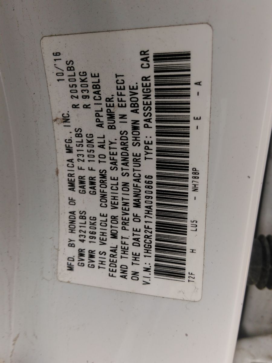 2017 Honda Accord SPORT SE FWD