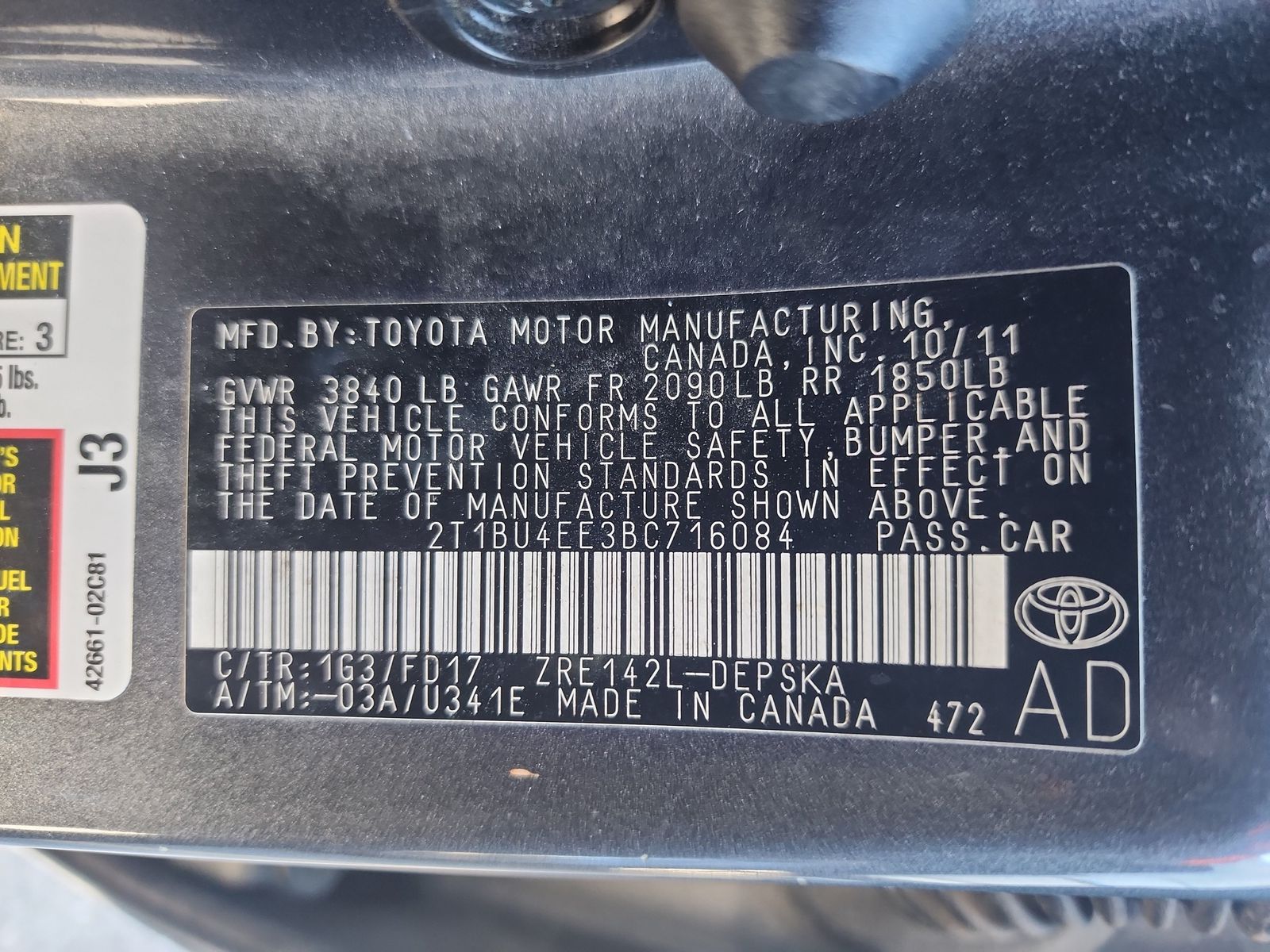 2011 Toyota Corolla S FWD