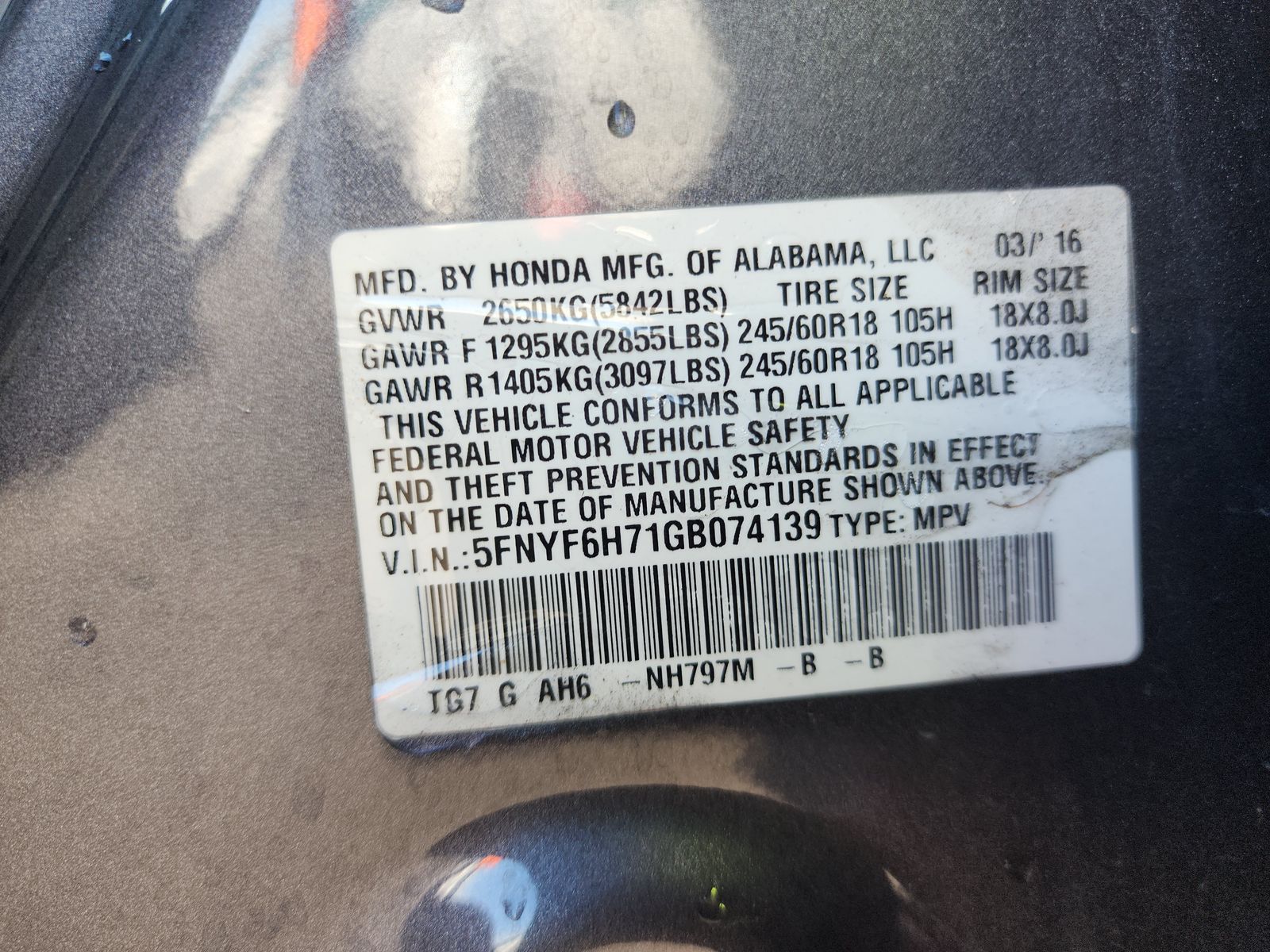 2016 Honda Pilot EX-L AWD