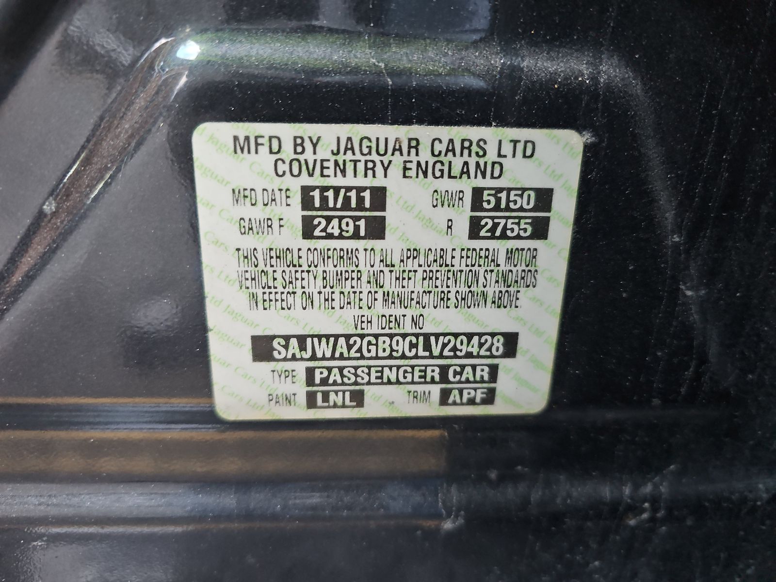 2012 Jaguar XJ XJL RWD