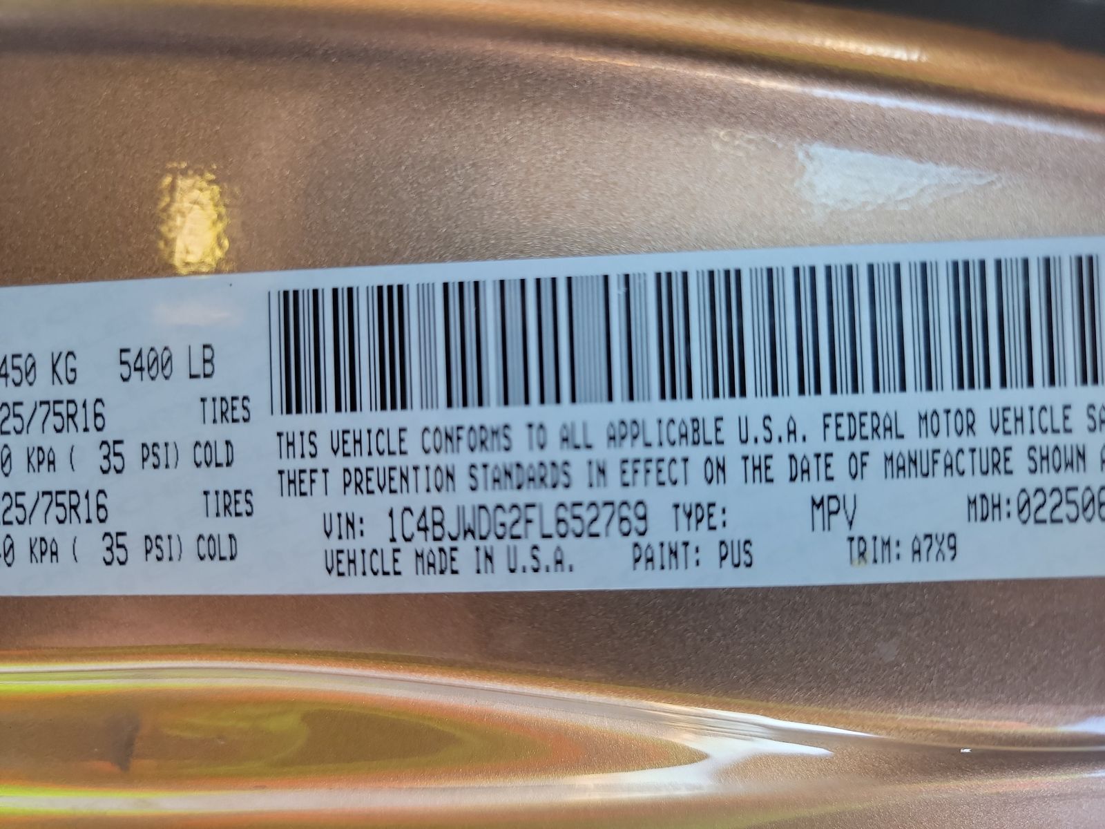 2015 Jeep Wrangler SPORT AWD