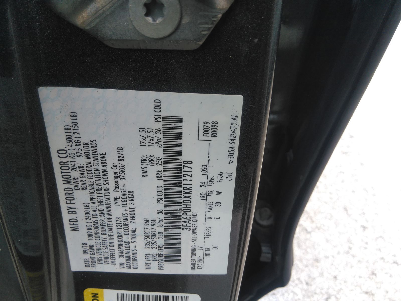 2019 Ford Fusion SE FWD
