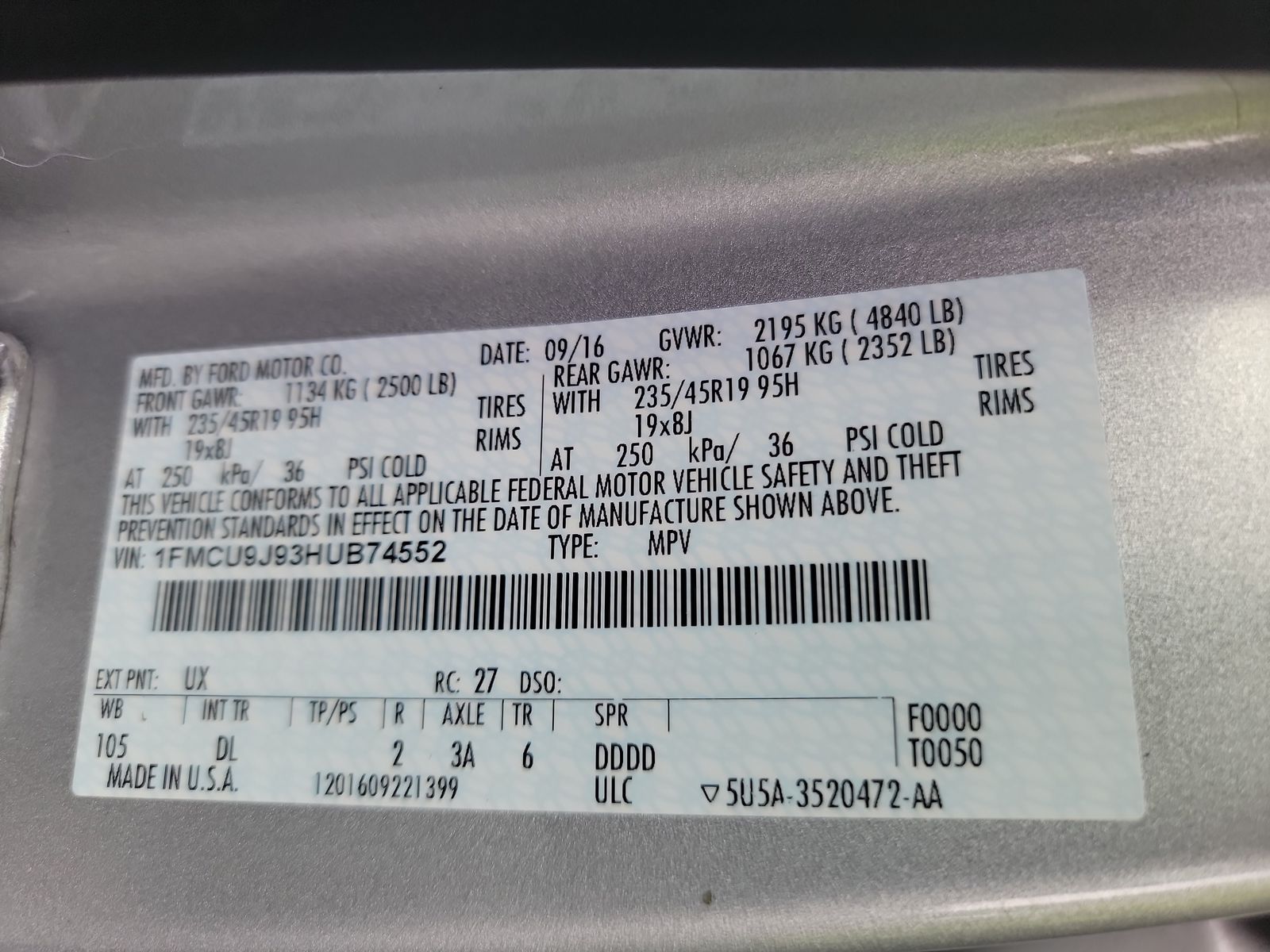 2017 Ford Escape TITANIUM AWD