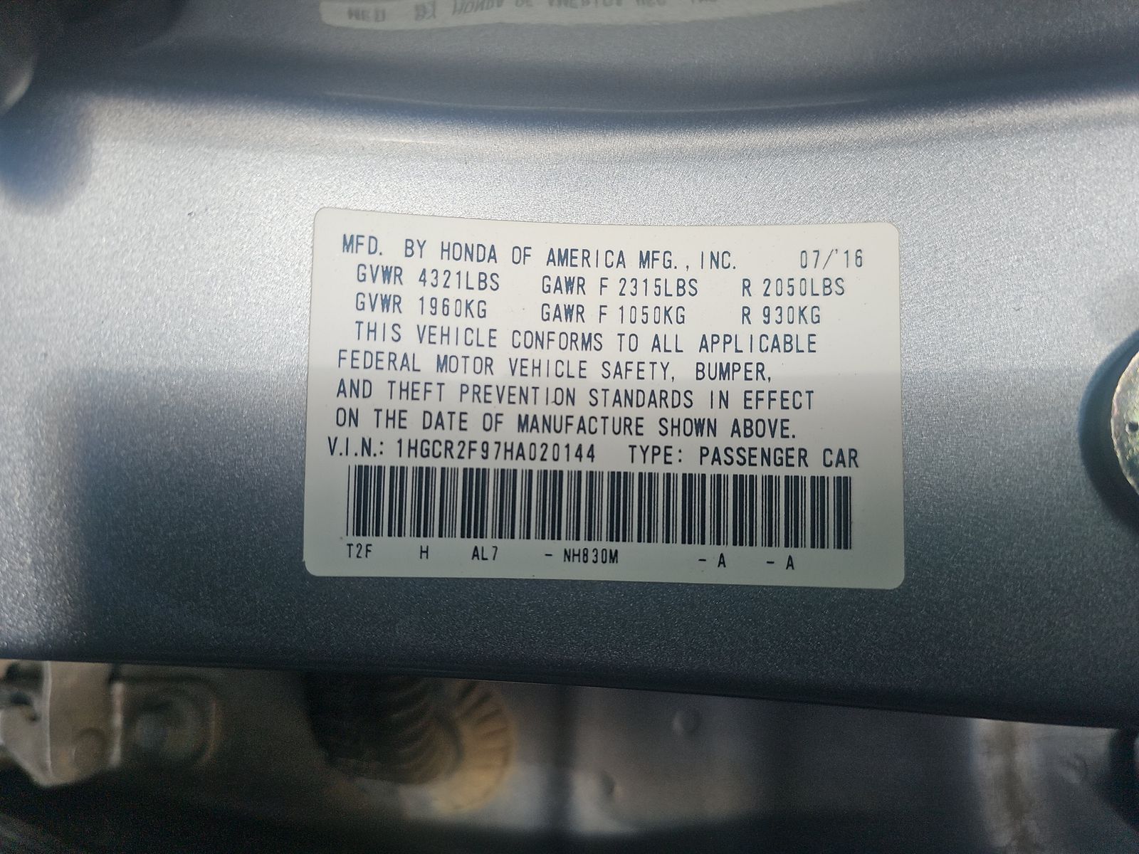 2017 Honda Accord EX-L FWD