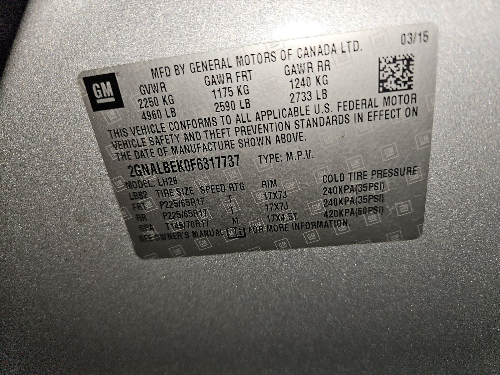 2015 Chevrolet Equinox LT FWD