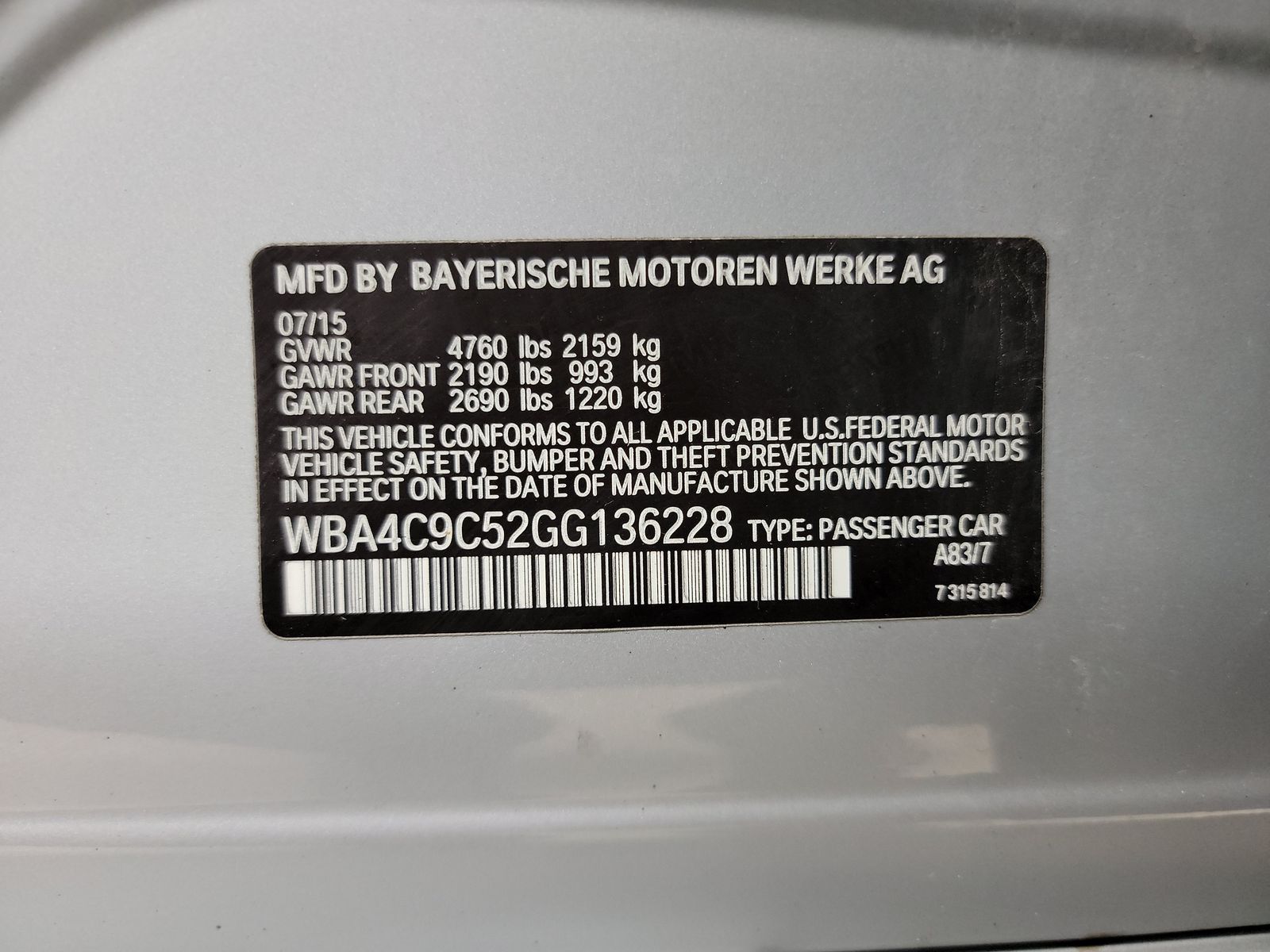 2016 BMW 4 Series 428IX MSPT AWD