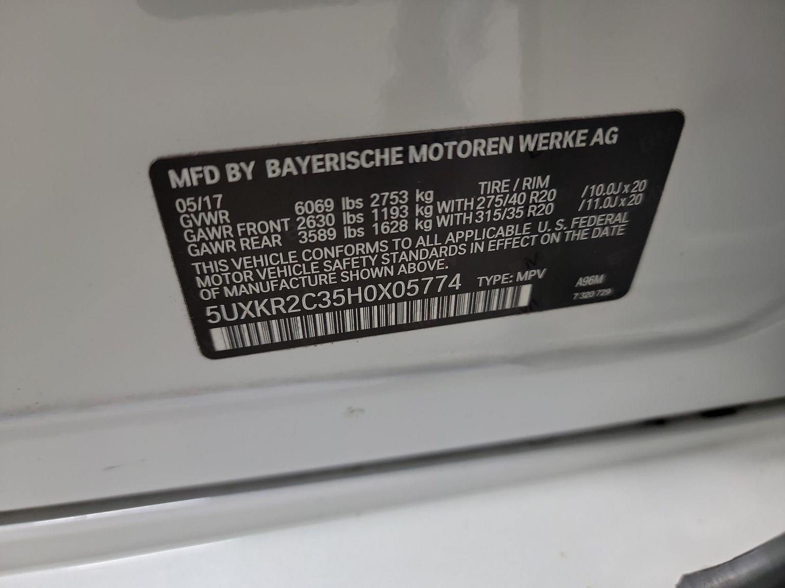 2017 BMW X5 35IS MSPT RWD