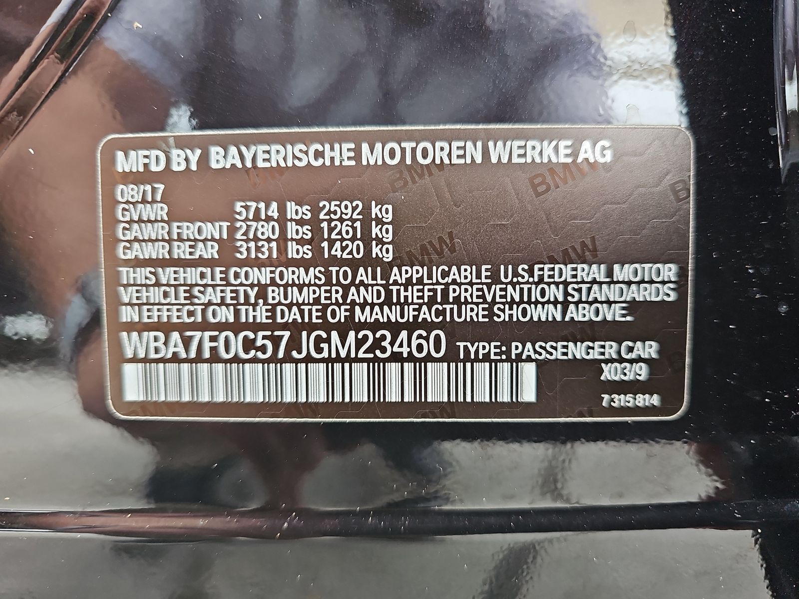 2018 BMW 7 Series 750I MSPT RWD