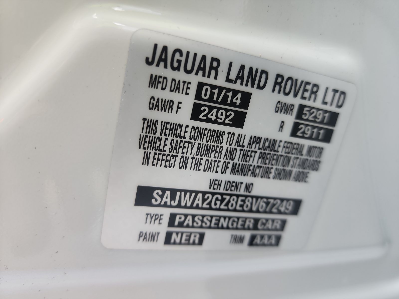 2014 Jaguar XJ XJL PORT RWD