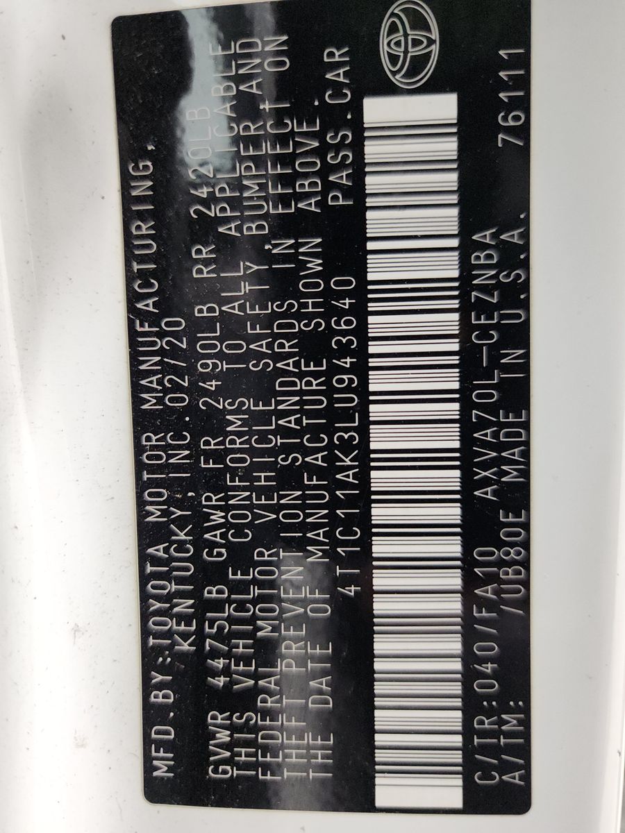 2020 Toyota Camry LE FWD