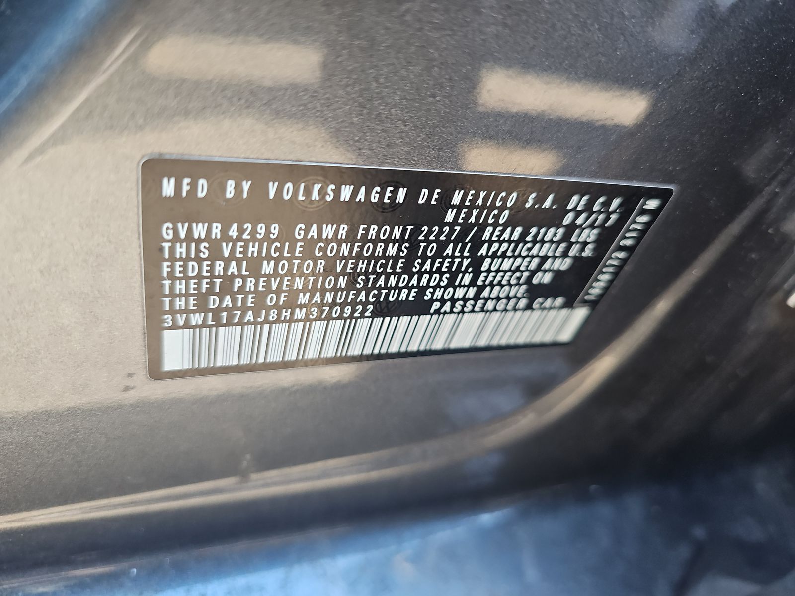 2017 Volkswagen Jetta 1.8T SEL FWD