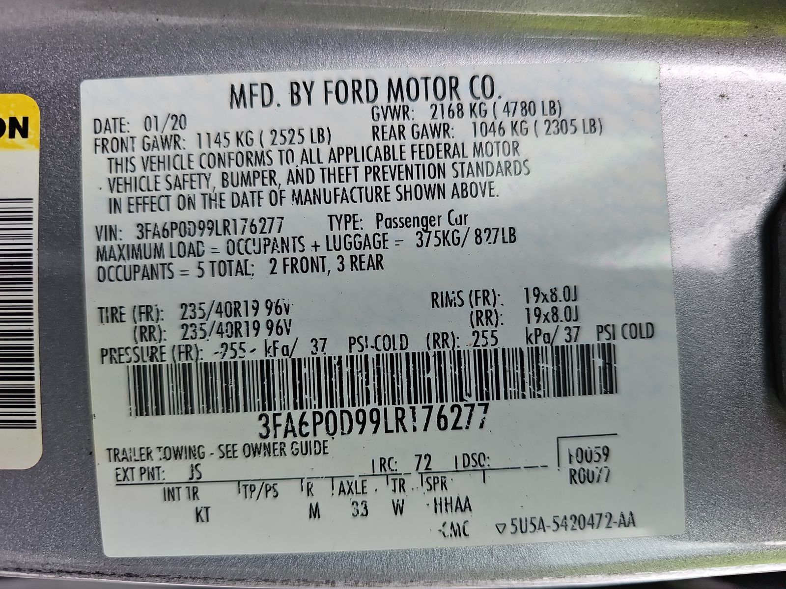 2020 Ford Fusion TITANIUM AWD