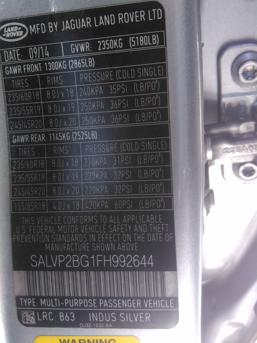 2015 Land Rover Range Rover Evoque PURE PLUS AWD