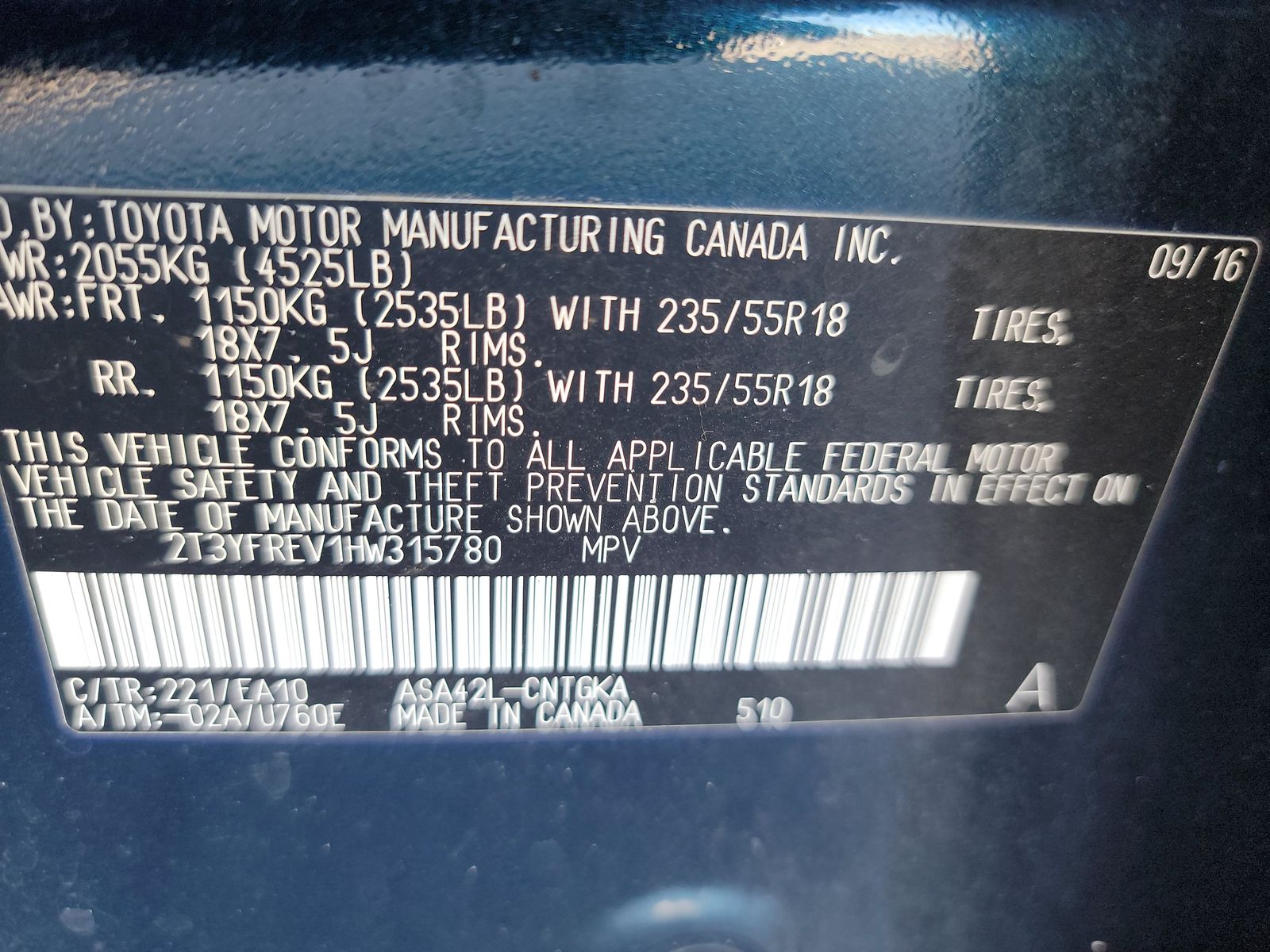 2017 Toyota RAV4 PLATINUM FWD