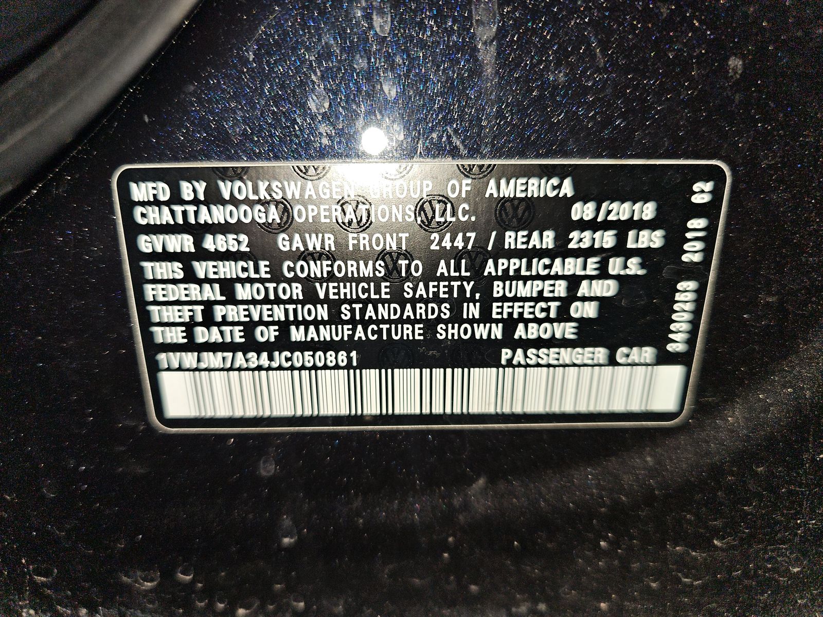 2018 Volkswagen Passat V6 GT FWD