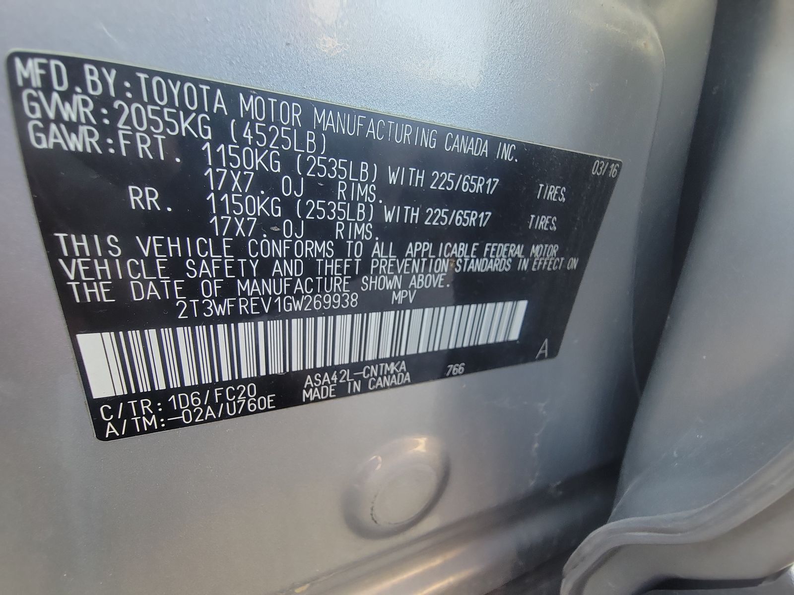 2016 Toyota RAV4 XLE FWD