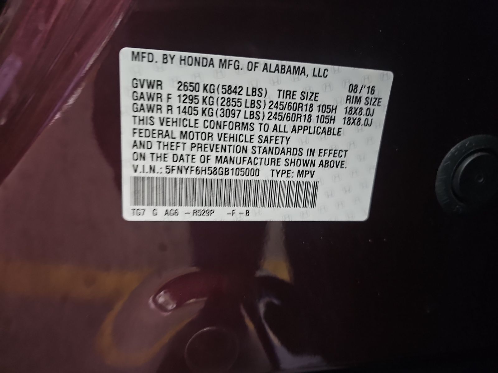 2016 Honda Pilot EX-L AWD