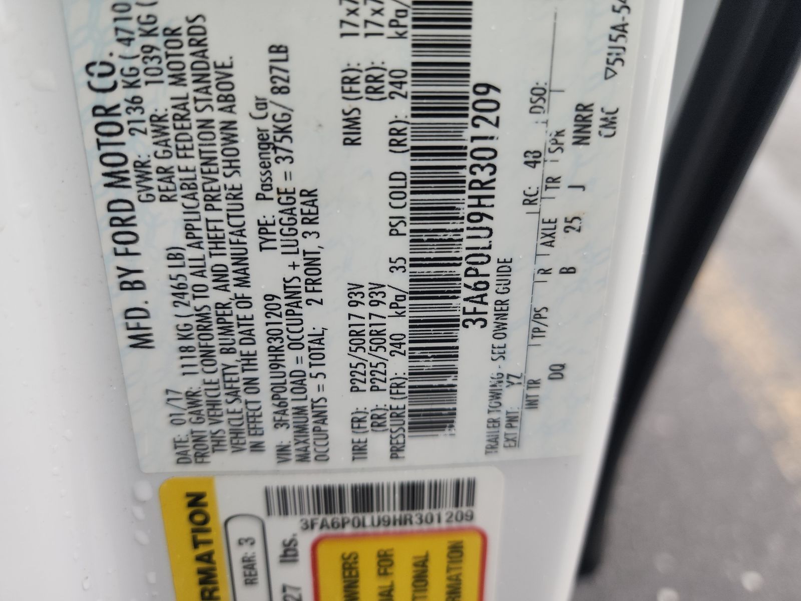 2017 Ford Fusion HYBRID SE FWD