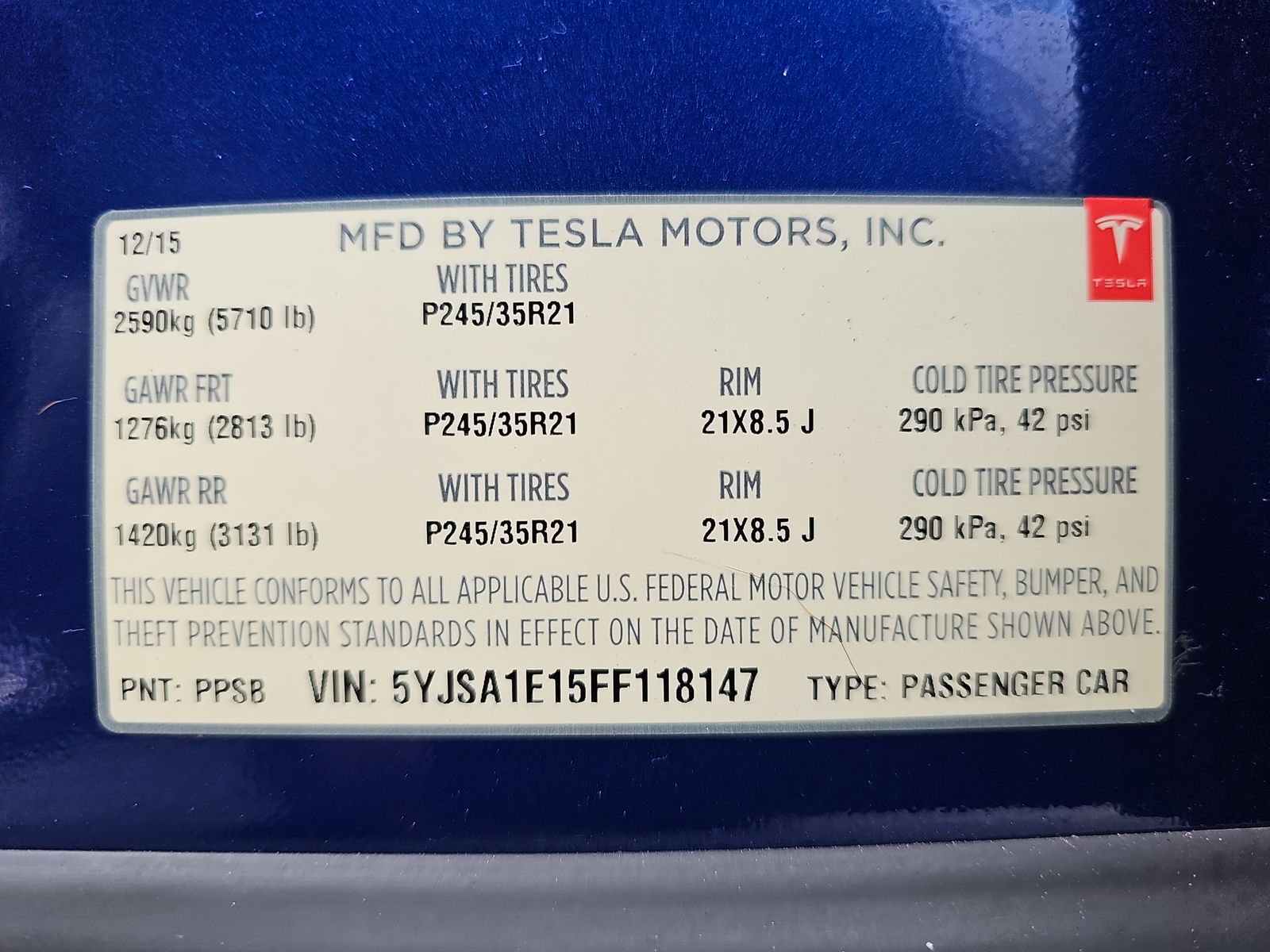 2015 Tesla Model S 70 RWD