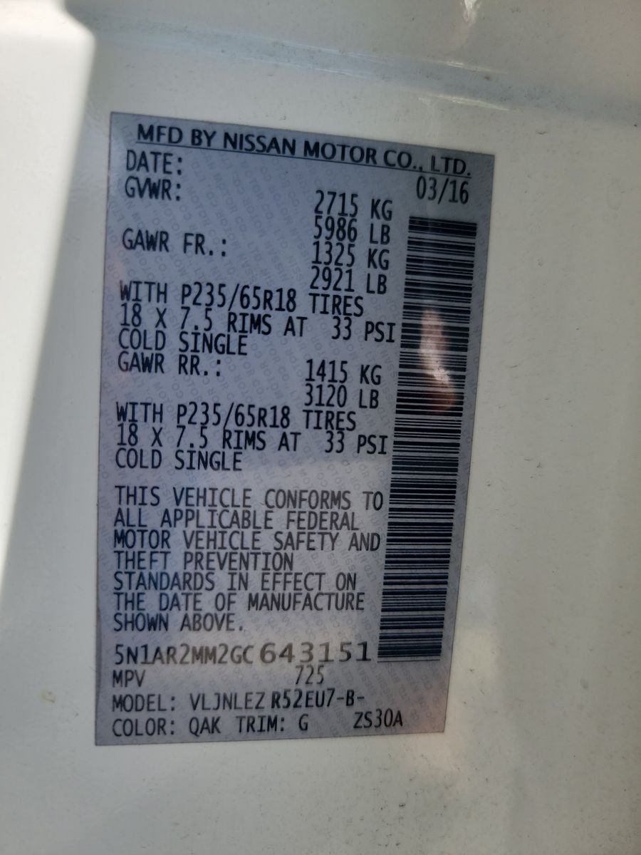 2016 Nissan Pathfinder SV AWD