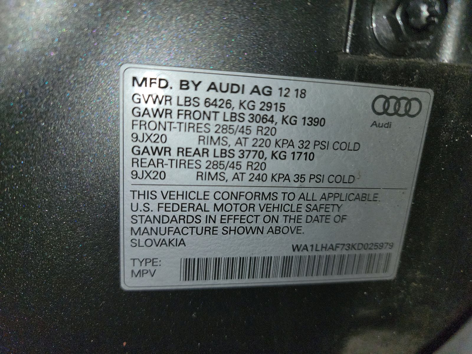 2019 Audi Q7 PREMIUM  AWD
