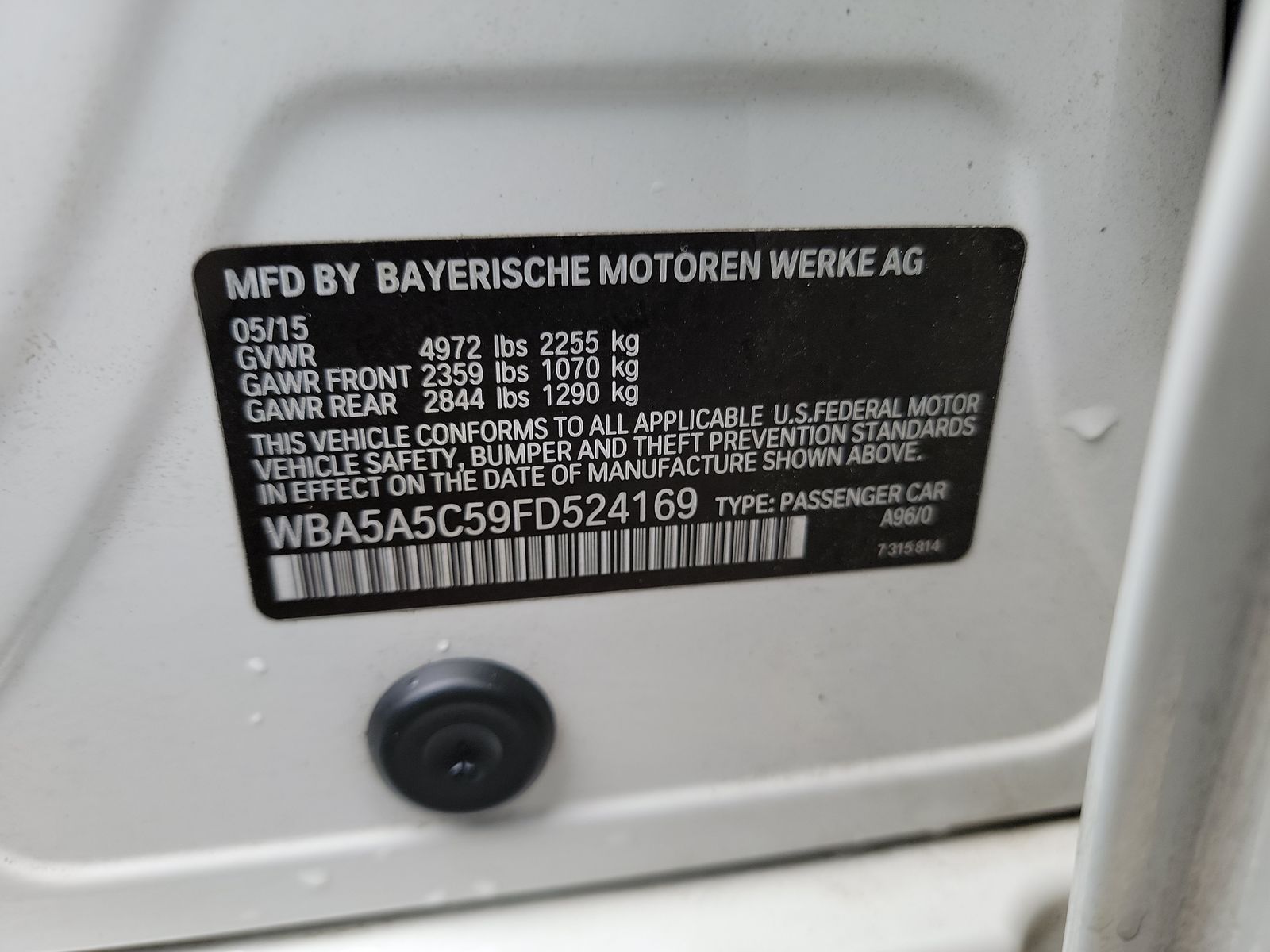 2015 BMW 5 Series 528I RWD
