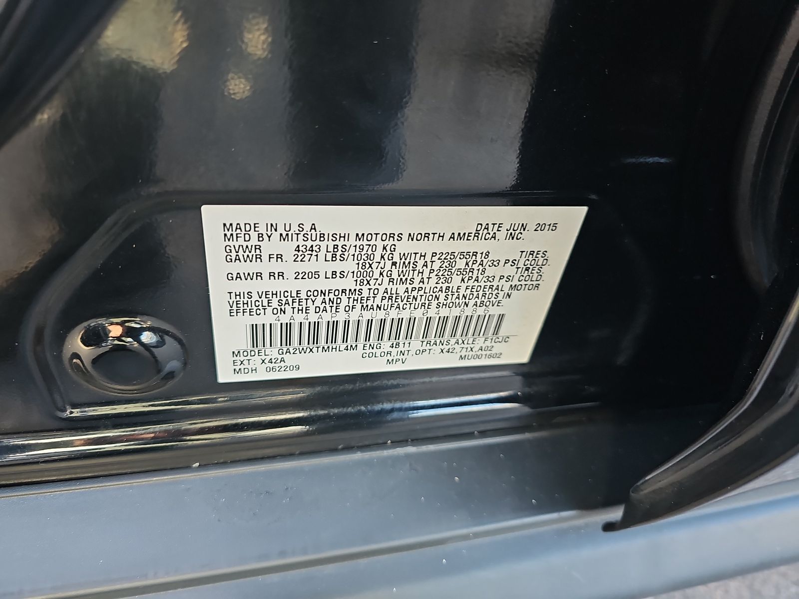 2015 Mitsubishi Outlander Sport ES FWD