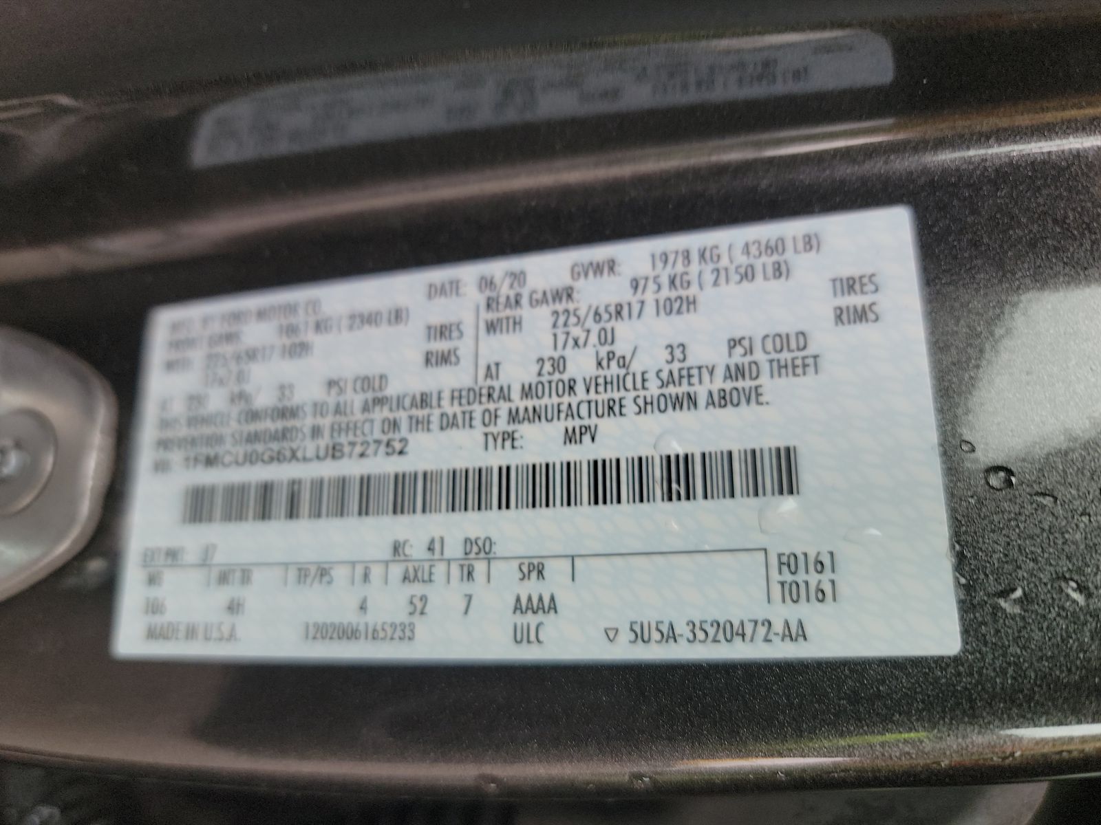 2020 Ford Escape SE FWD
