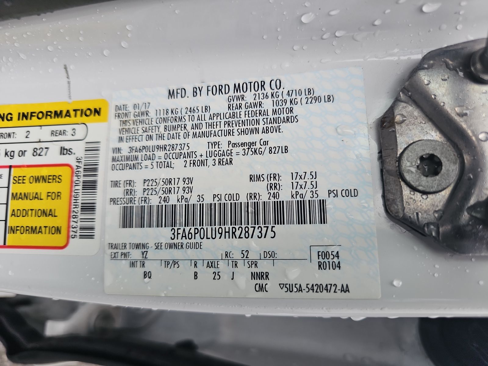 2017 Ford Fusion HYBRID SE FWD