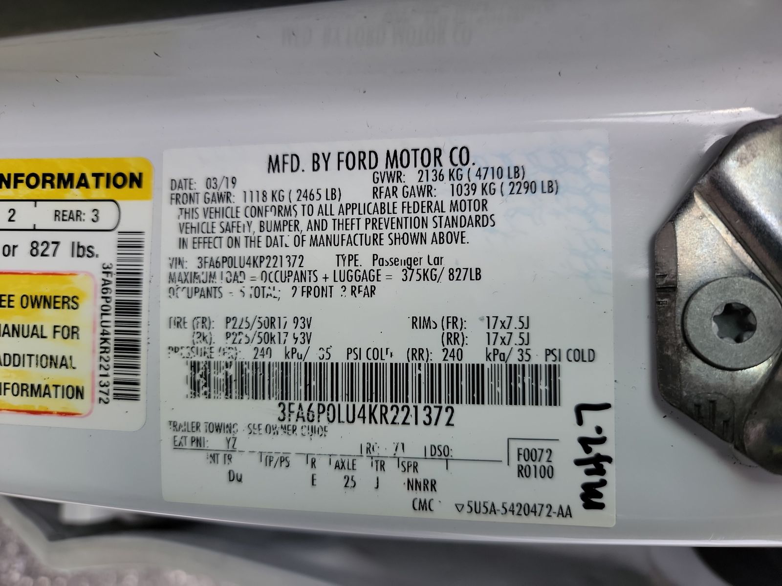 2019 Ford Fusion SE FWD