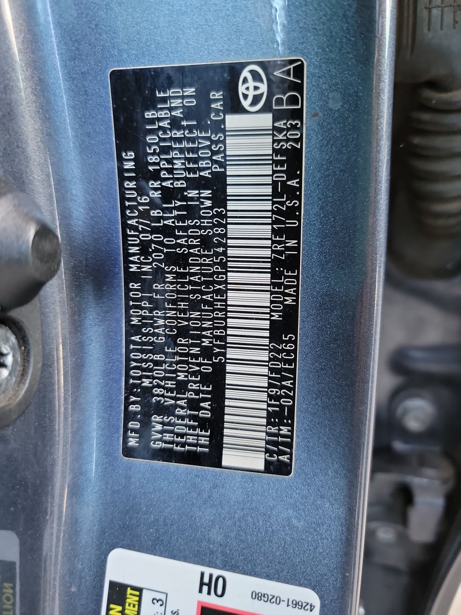 2016 Toyota Corolla S FWD