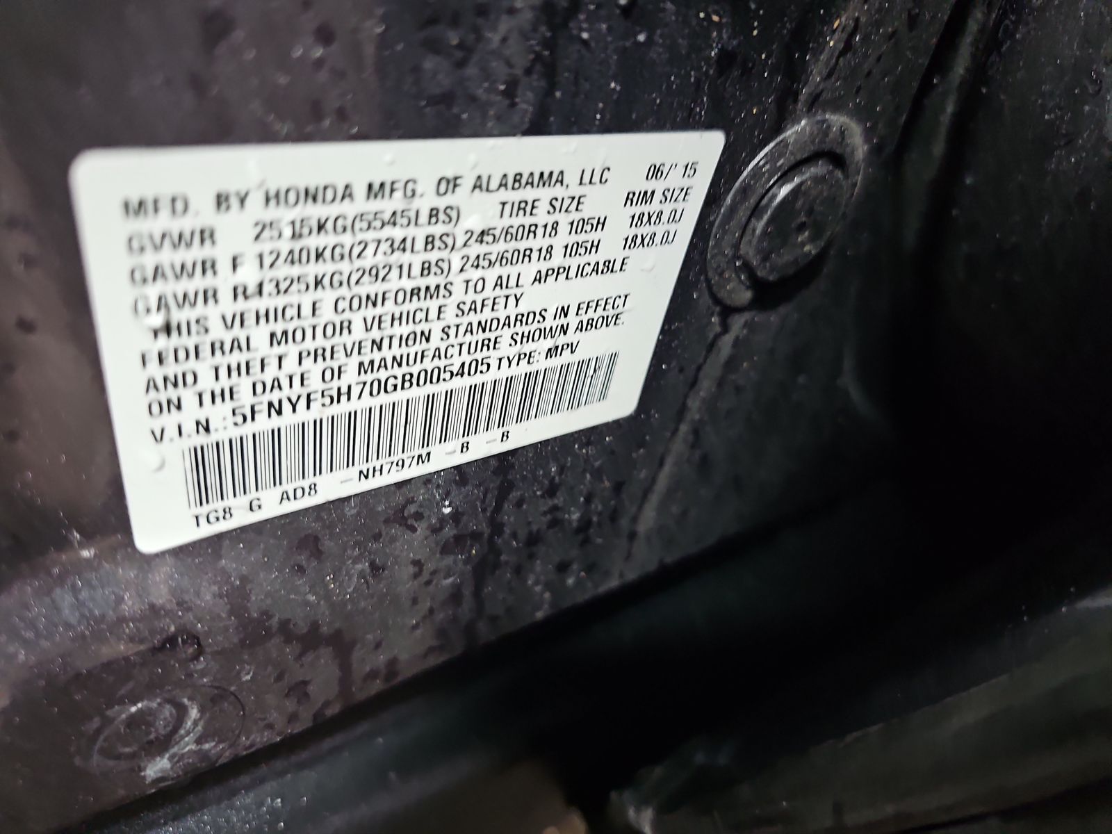 2016 Honda Pilot EX-L FWD