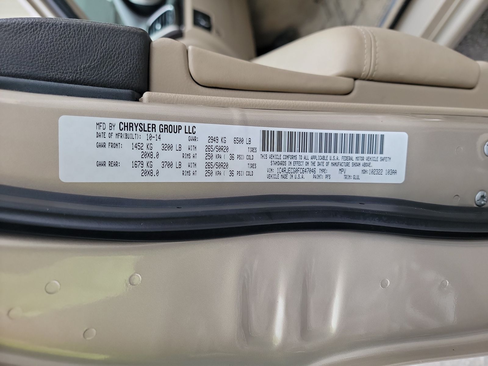 2015 Jeep Grand Cherokee OVERLAND RWD