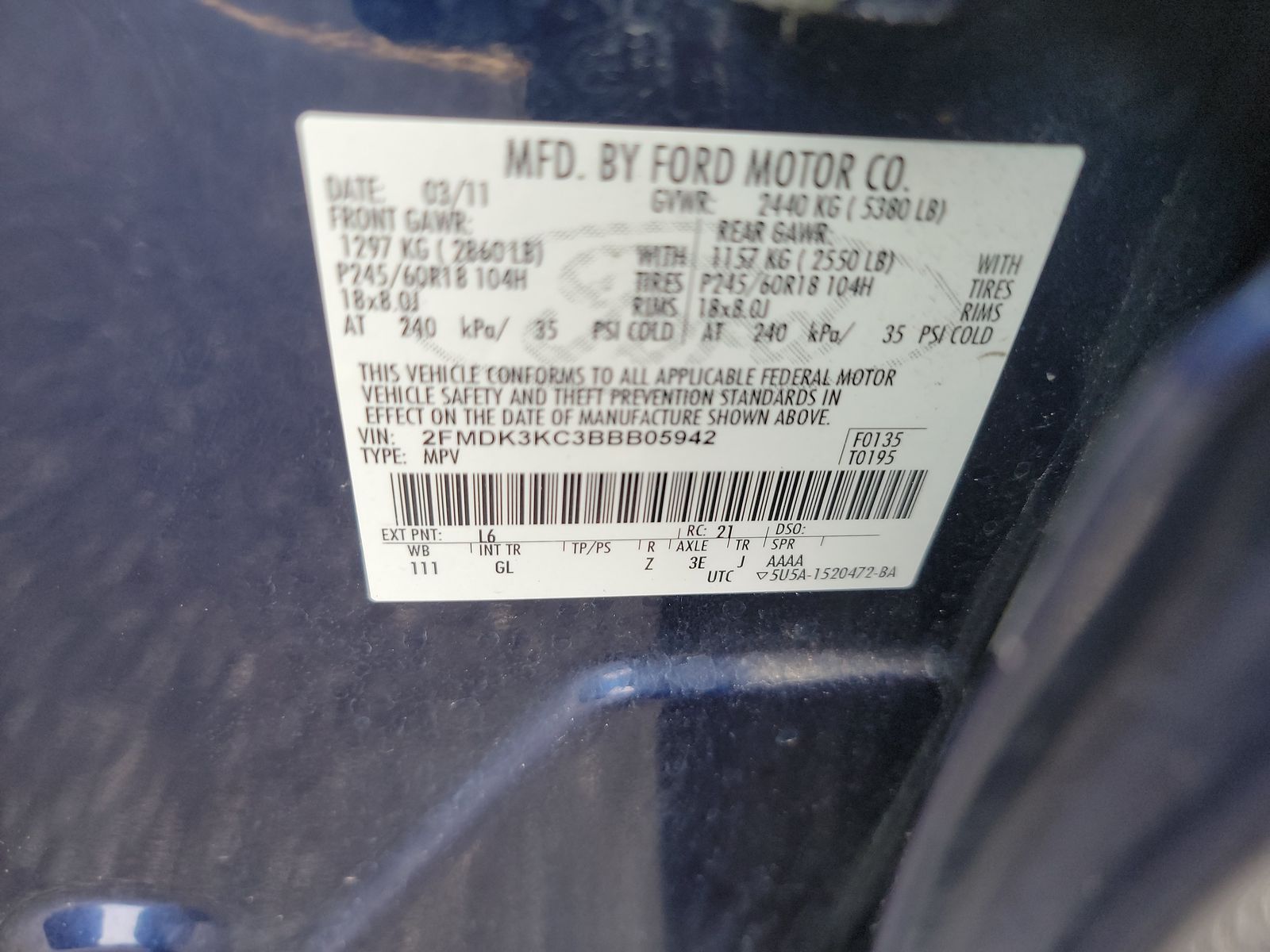 2011 Ford Edge LIMITED FWD