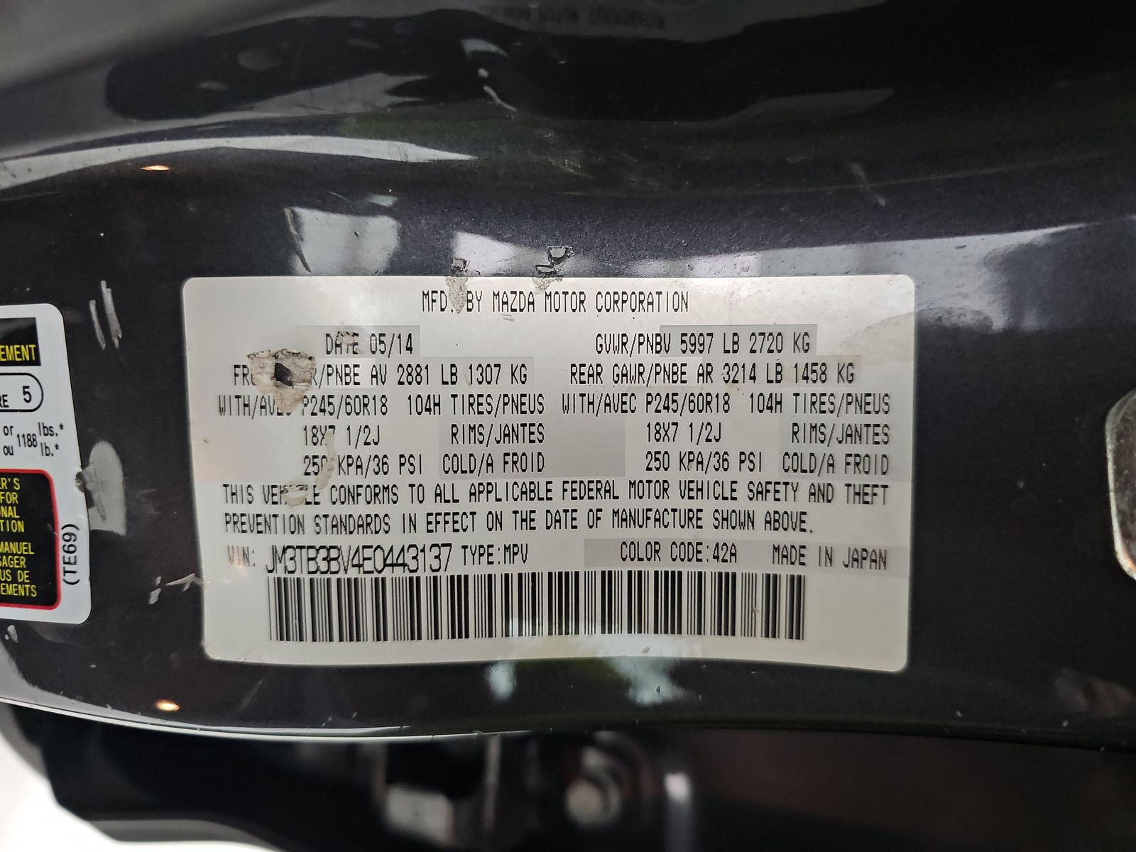 2014 MAZDA CX-9 SPORT AWD