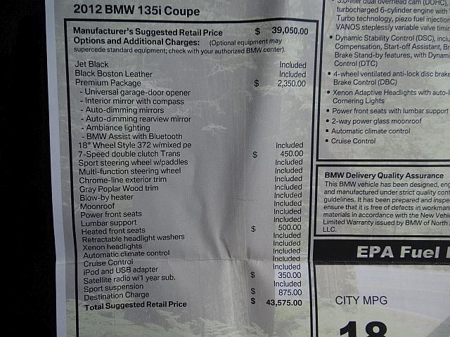 2012 BMW 1 Series 135i RWD