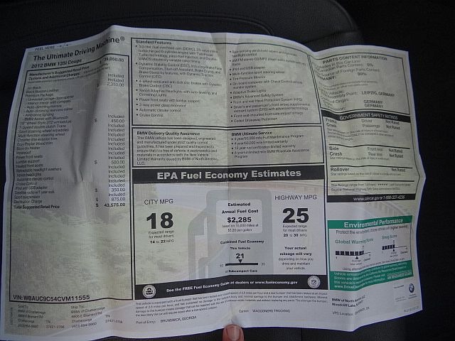 2012 BMW 1 Series 135i RWD