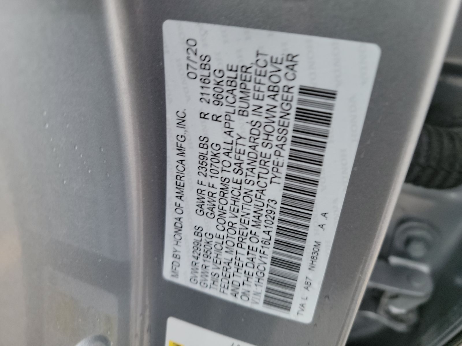 2020 Honda Accord LX 1.5T FWD