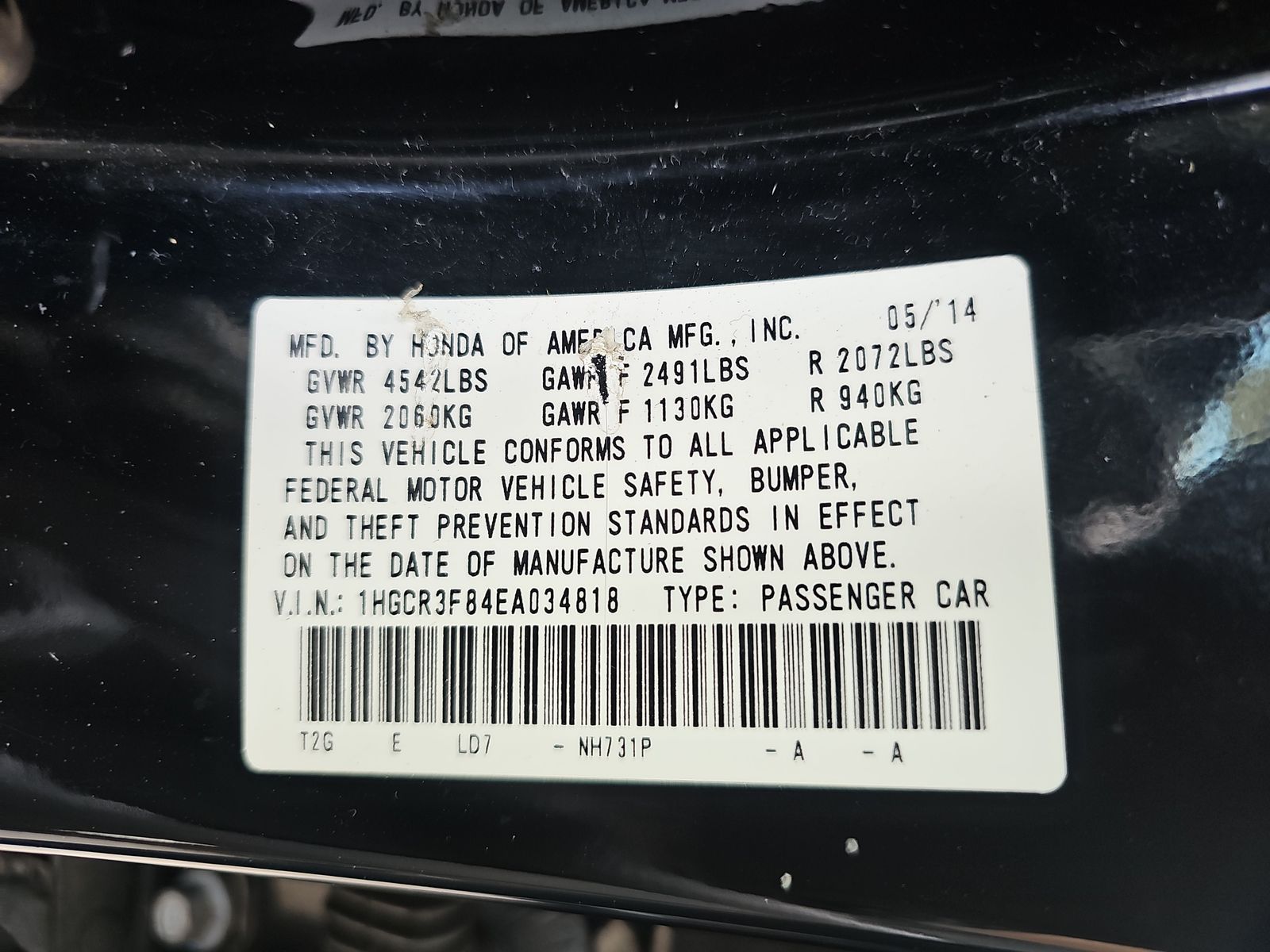 2014 Honda Accord EX-L FWD