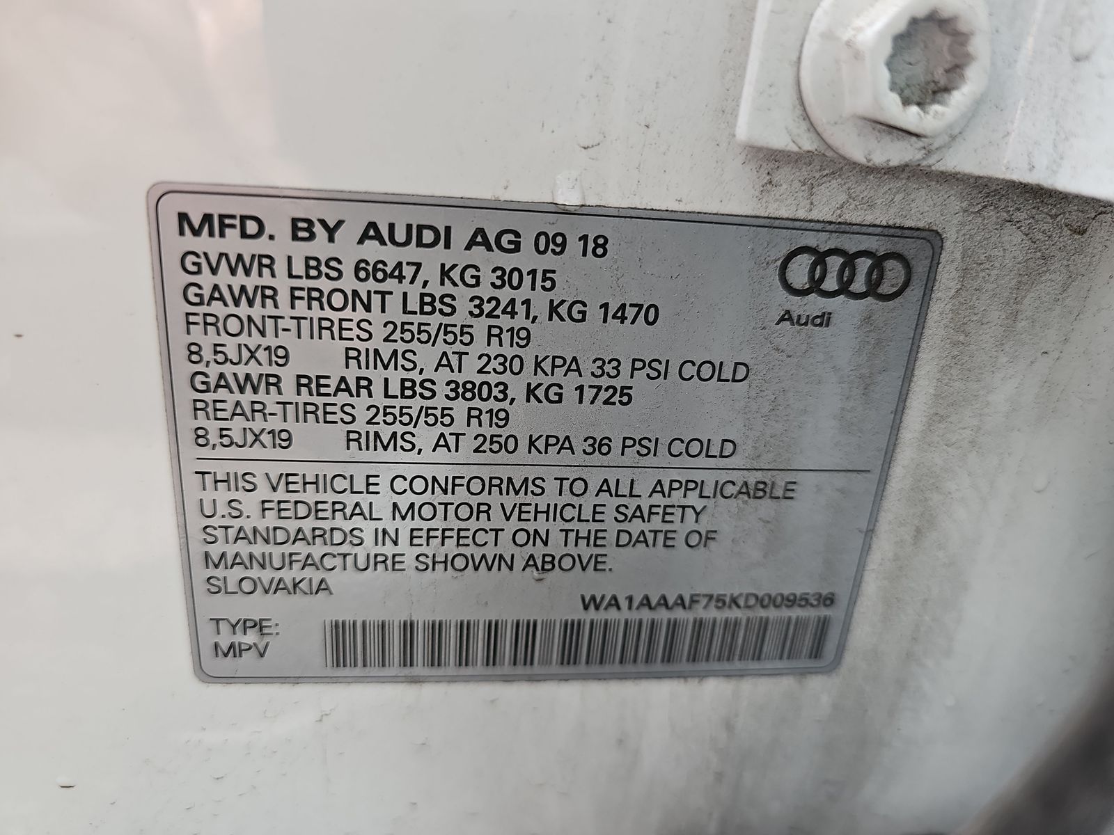 2019 Audi Q7 PREMIUM AWD