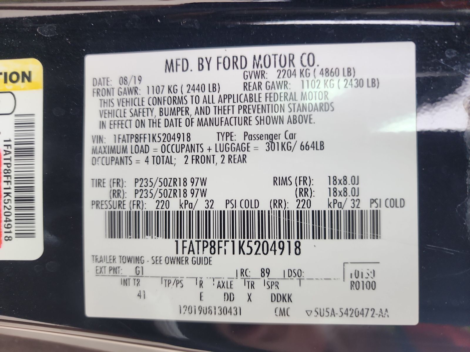 2019 Ford Mustang GT Premium RWD