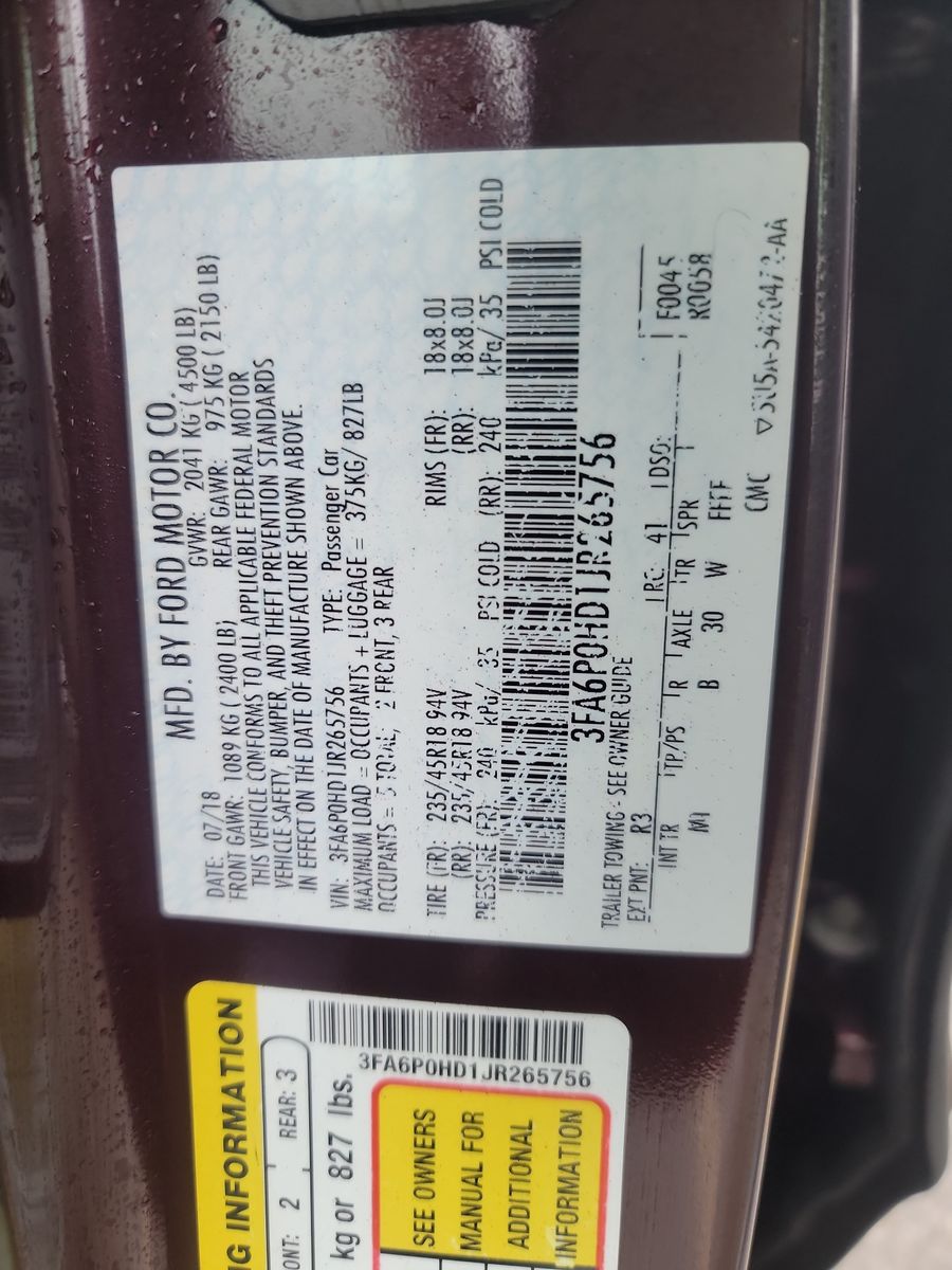 2018 Ford Fusion SE FWD