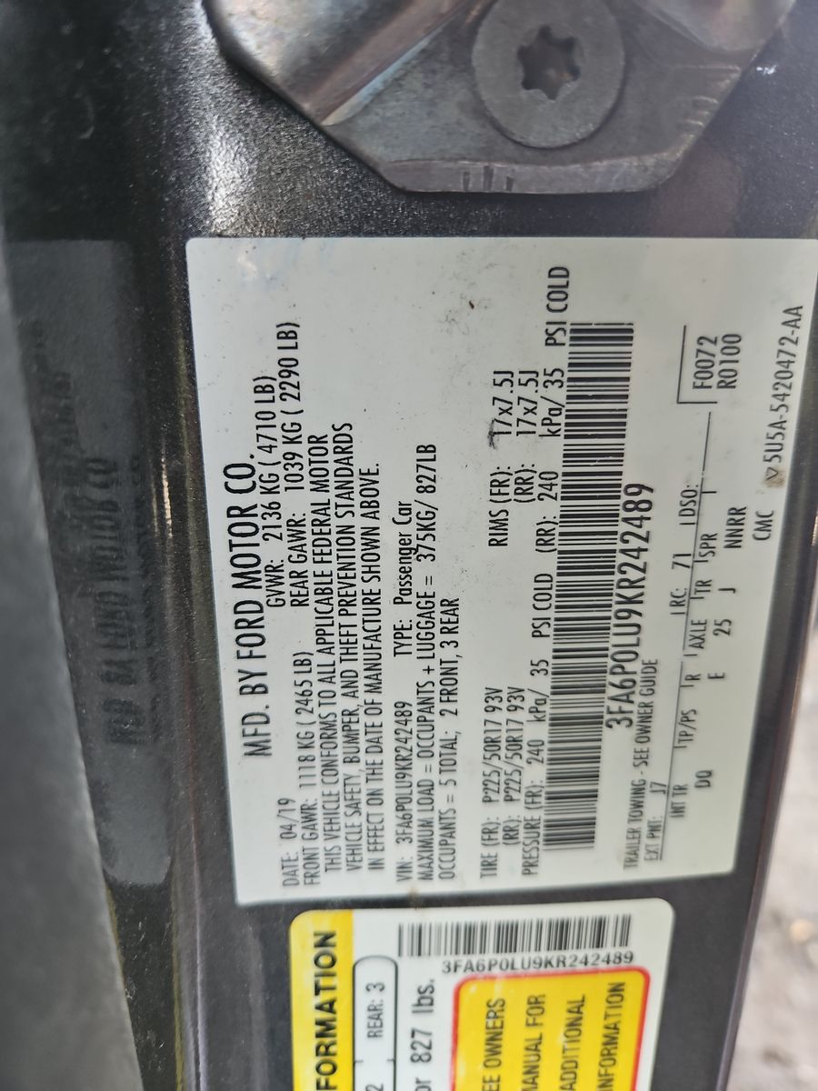 2019 Ford Fusion Hybrid SE FWD