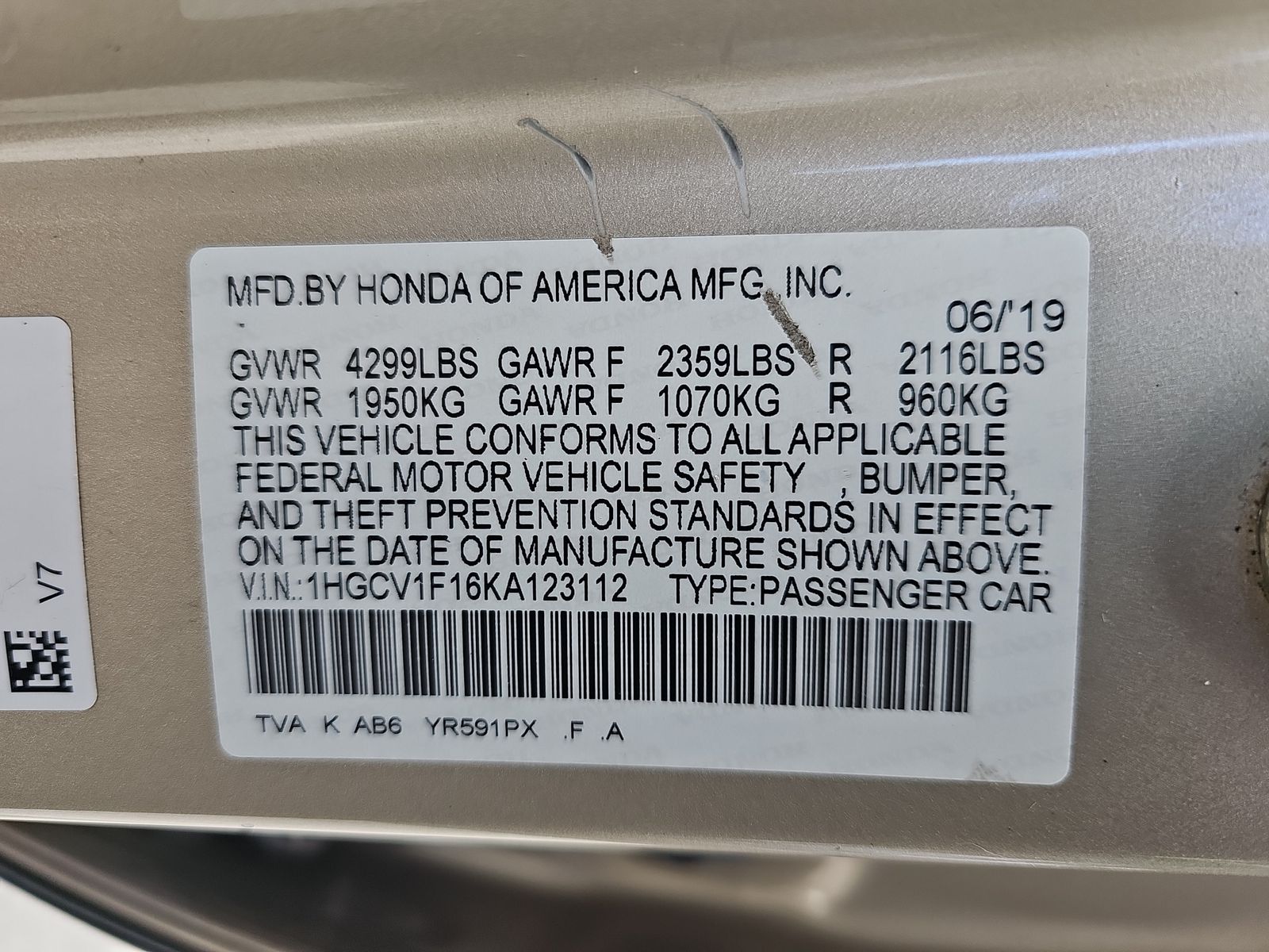 2019 Honda Accord LX FWD