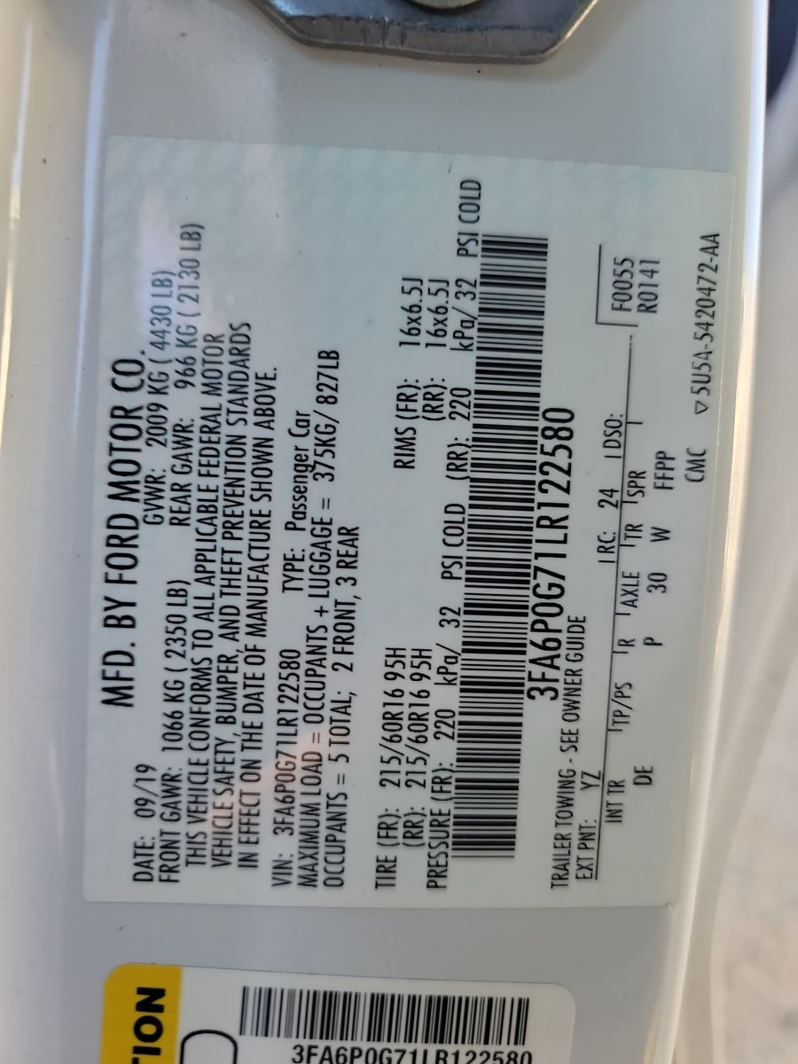 2020 Ford Fusion S FWD