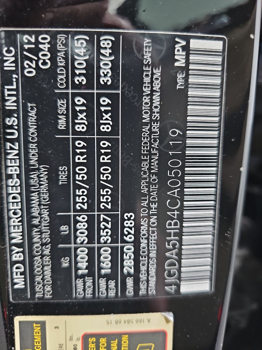 2012 Mercedes-Benz M-Class ML 350 AWD